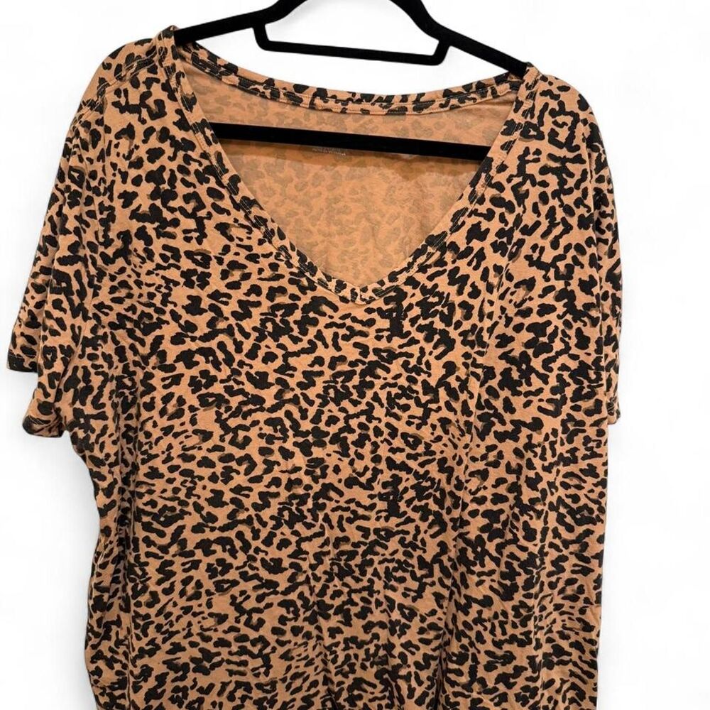 Ava & Viv Women's Brown & Black Leopard Casual Lounge 100% Cotton T-shirt